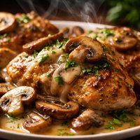 Mushroom Chicken in Wine Sauce