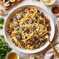 Mushroom Fettuccine Parmesan