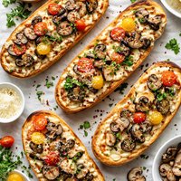 Mushroom Gouda French Bread Pizzas