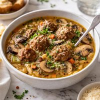 Mushroom Meatball Soup