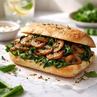 Mushroom Onion and Spinach Sandwich