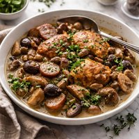 Mushroom Ragout with Chicken and Sausage