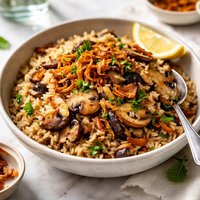 Mushroom Rice with Onion Shallots