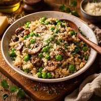 Mushroom Risotto with Peas