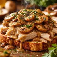 Mushroom Smothered Turkey Sandwiches