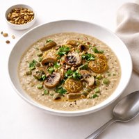 Mushroom Soup with Roasted Tomatillos and Cactus Sopa De Nopalitos