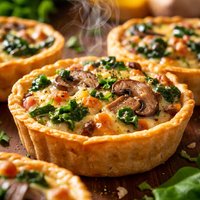 Mushroom Spinach and Ham Tarts Quiches