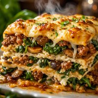 Mushroom Spinach Sausage Lasagna