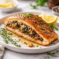 Mushroom Stuffed Salmon Fillet