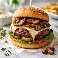 Mushroom Swiss Hamburger