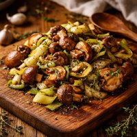 Mushrooms and Leeks