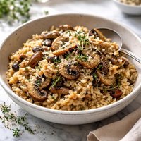 Mushrooom Thyme Risotto Also Known As Arborio Rice
