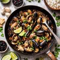 Mussels Pipies in Black Beans