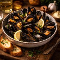 Mussels with Garlic White Wine