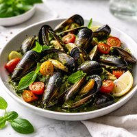 Mussels with Pesto and Tomatoes