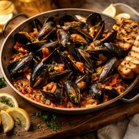 Mussels with Tomato White Wine Sauce