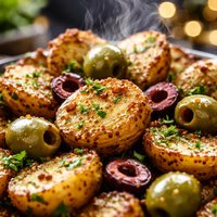 Mustard Baked Potatoes with Olives