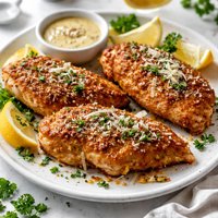 Mustard Parm Fried Chicken Breasts
