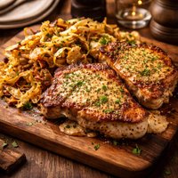 Mustard Pork Chops with Crispy Cabbage