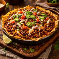 Nacho Pie with Spicy Taco Meat Black Beans Corn