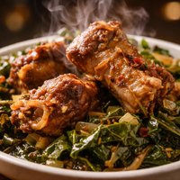 Neckbones and Collard Greens or Turnip Greens