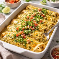 New Mexico Style Green Chili Sour Cream Enchiladas