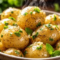 New Potatoes with Garlic Mint and Butter