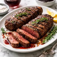 New York Steaks with Red Wine Marinade