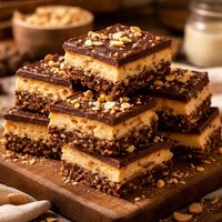 No Bake Crispy Peanut Butter Vanilla Nanimo Bars