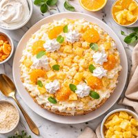 No Cook Pineapple Orange Angel Food Cake