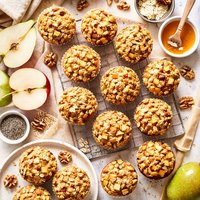 No Fat Low Sugar High Fibre Apple Pear Oatmeal Muffins