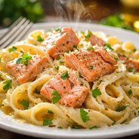 No Guilt Creamy Salmon and Pasta