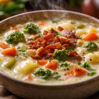 Non Dairy Creamy Vegetable Soup with Bacon