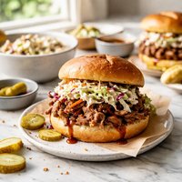North Carolina Style Pulled Pork Sandwiches and Coleslaw