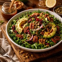 Nutty Greens Salad with Maple Balsamic Vinaigrette
