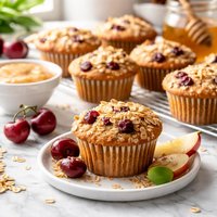 Oatmeal Cherry Applesauce Muffins