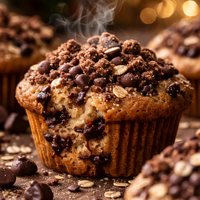 Oatmeal Chocolate Chip Muffins with Chocolate Streusel