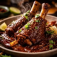 Oaxacan Lamb Shanks Mole Mixiote De Borrego En Mole Coloradito