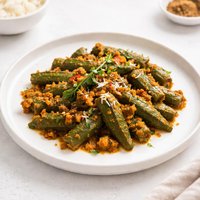 Okra with Coconut Masala Bhindi Sabji