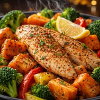 Old Bay Tilapia Sweet Potatoes and Veggies