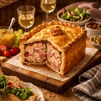 Old English Posh Picnic Raised Chicken and Ham Pie