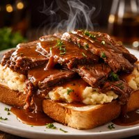 Old Fashioned Hot Open Faced Roast Beef Sandwich
