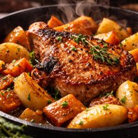 Old Fashioned Pork Chop Apple and Sweet Potato Pot