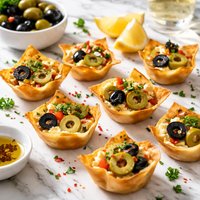 Olive and Cheese Wonton Bites
