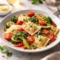 Olive Garden Cheese Ravioli with Fresh Vegetables