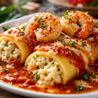 Olive Garden Manicotti Formaggio with Shrimp