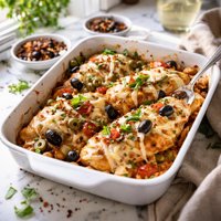 Olive Mozzarella Chicken Bake