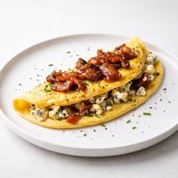 Omelet with Smoked Bleu Cheese and Caramelized Bacon