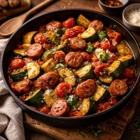One Dish Frank Tomato and Zucchini Lunch