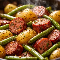 One Dish Kielbasa Green Beans Potatoes
